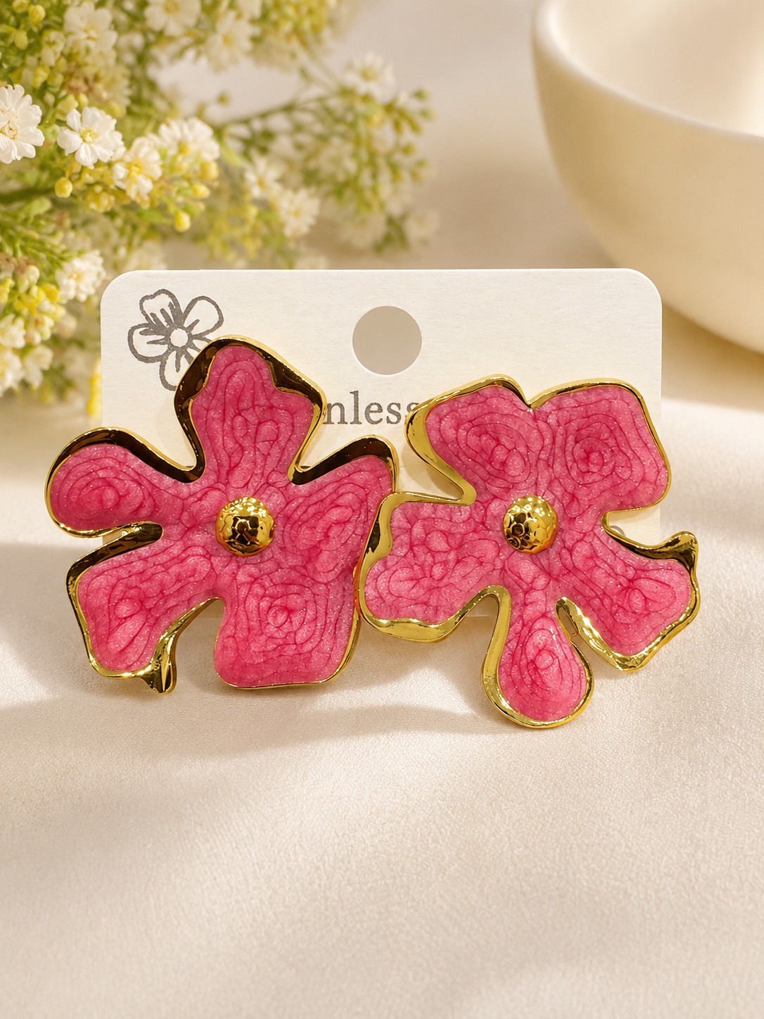 Pink Blossom Statement Earrings