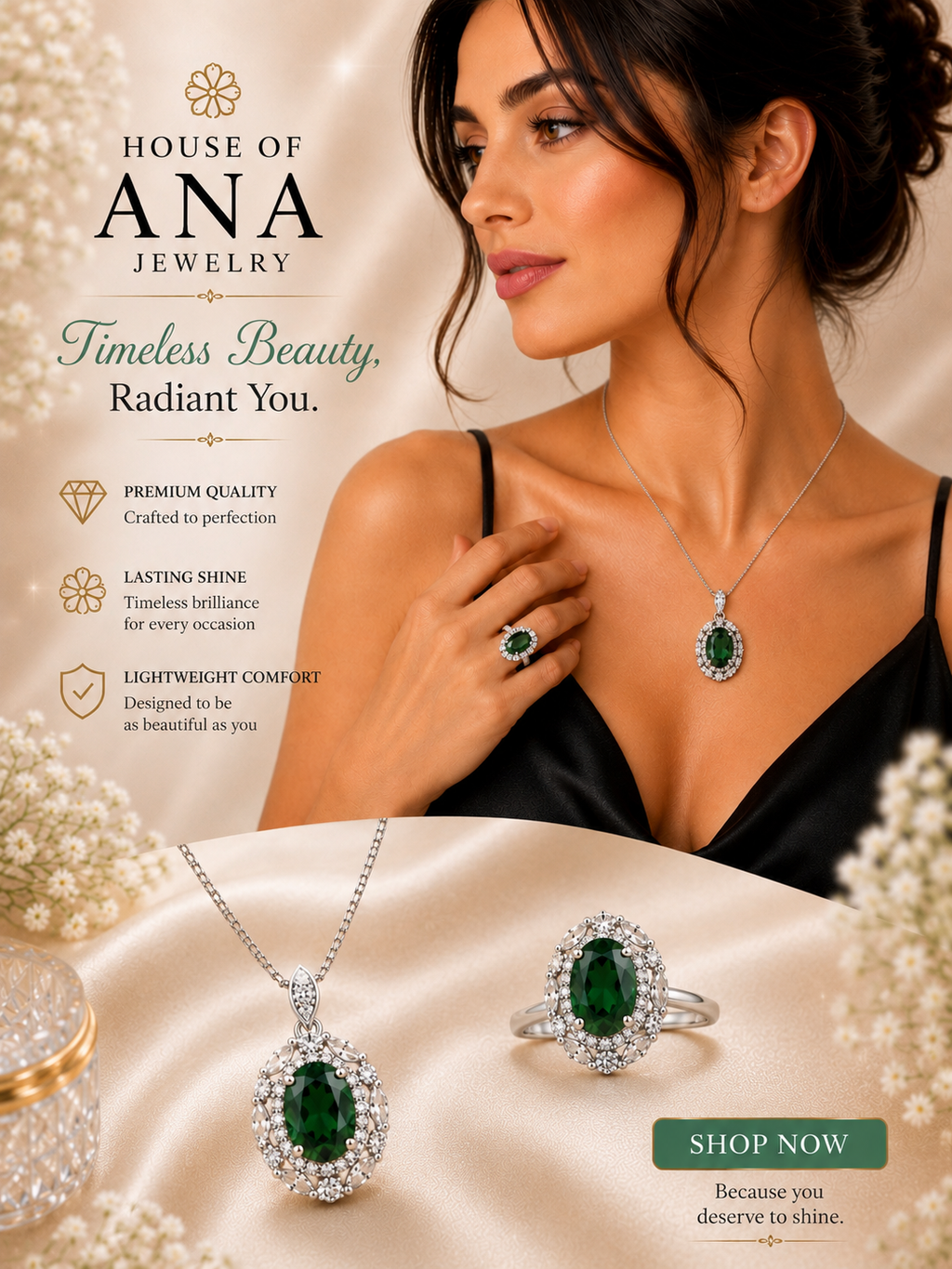Emerald Grace Pendant & Ring