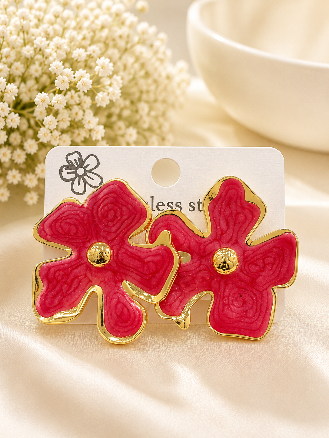 Ruby Blossom Statement Earrings