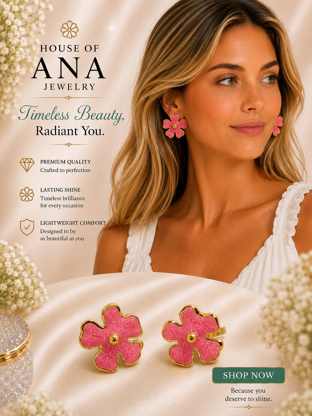 Pink Blossom Statement Earrings