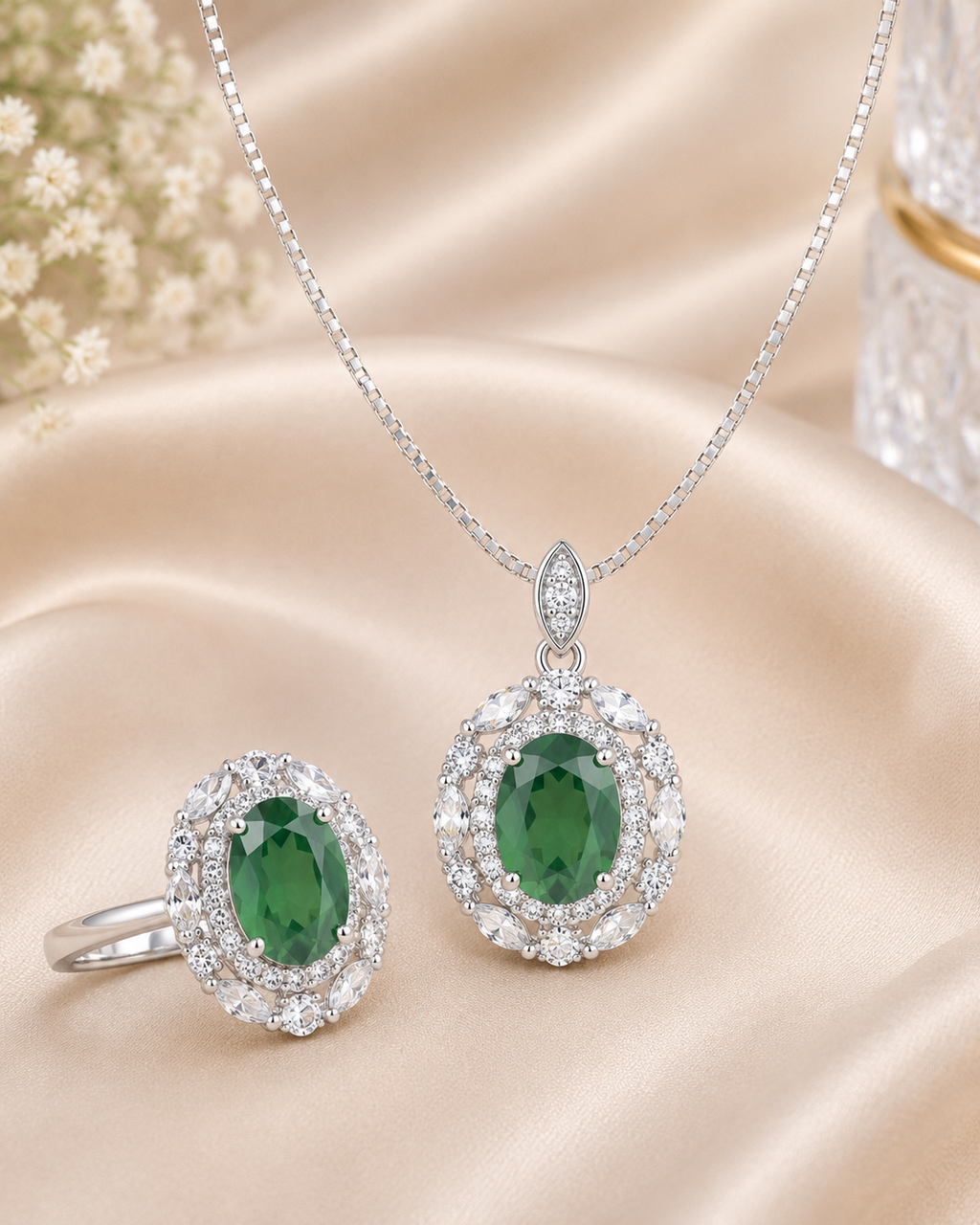 Emerald Grace Pendant & Ring