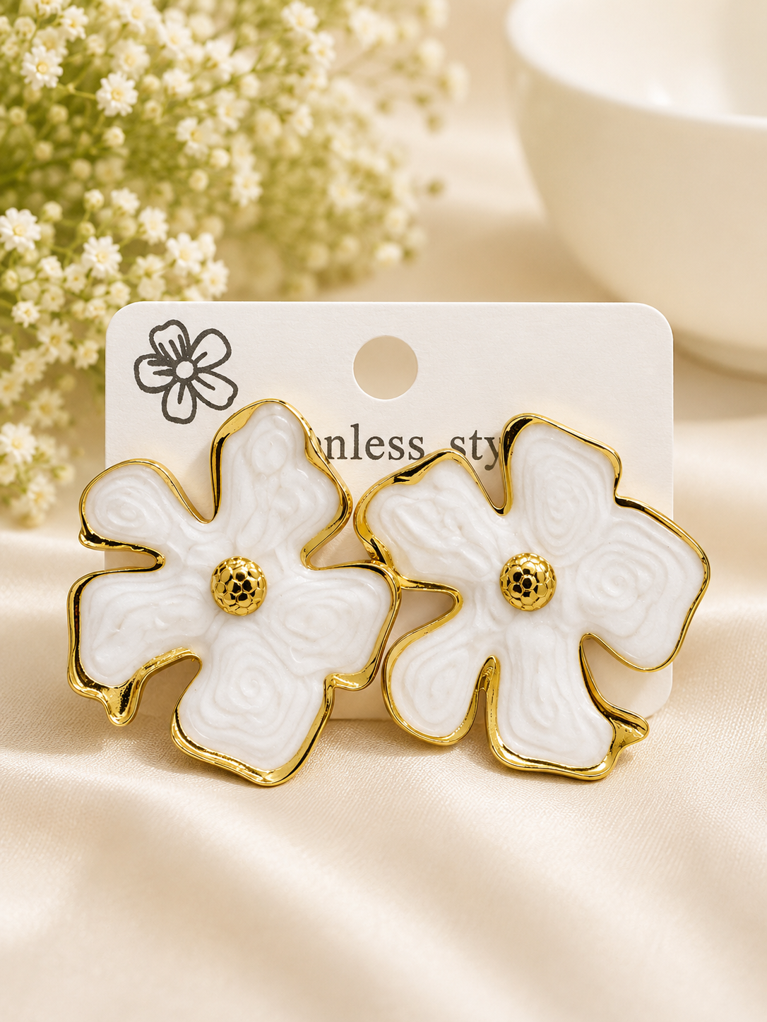 Ivory Blossom Statement Earrings