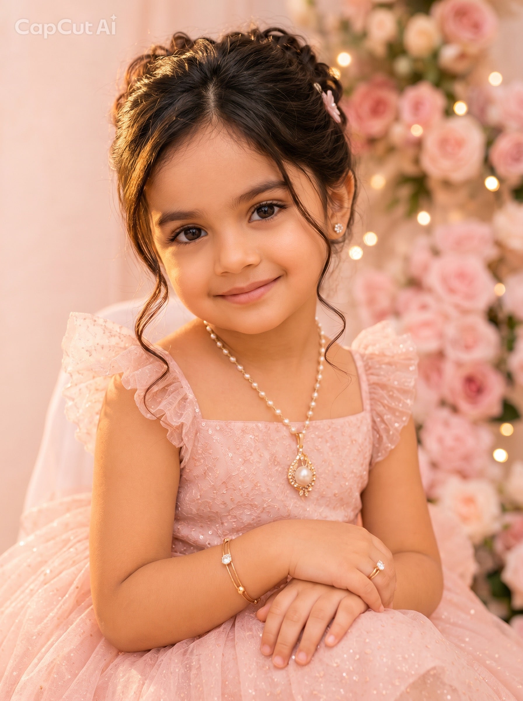 👧 Princess Pearl Jewelry Set for Kids | Necklace, Earrings, Ring & Bracelet