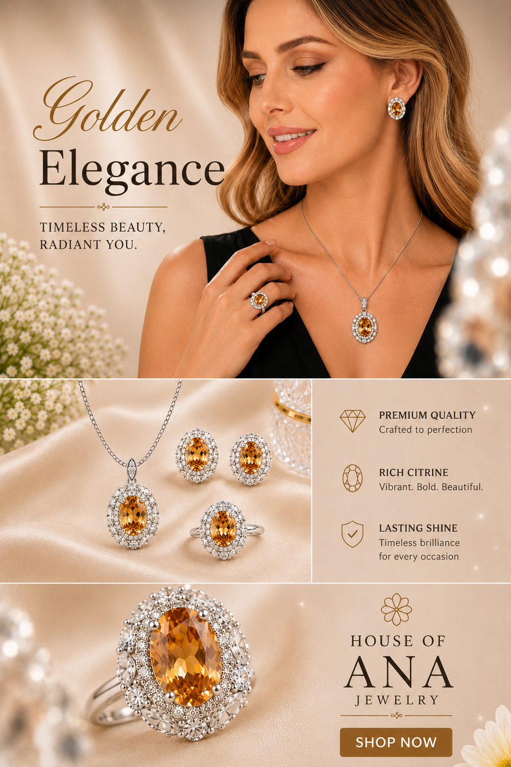 Ocean Glow Silver Jewelry Set – Pendant, Earrings & Ring