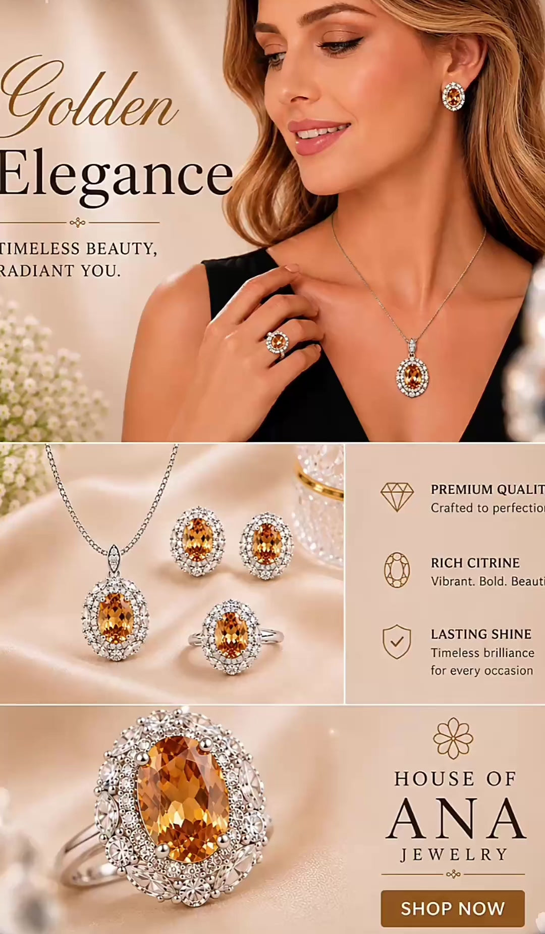 Ocean Glow Silver Jewelry Set – Pendant, Earrings & Ring